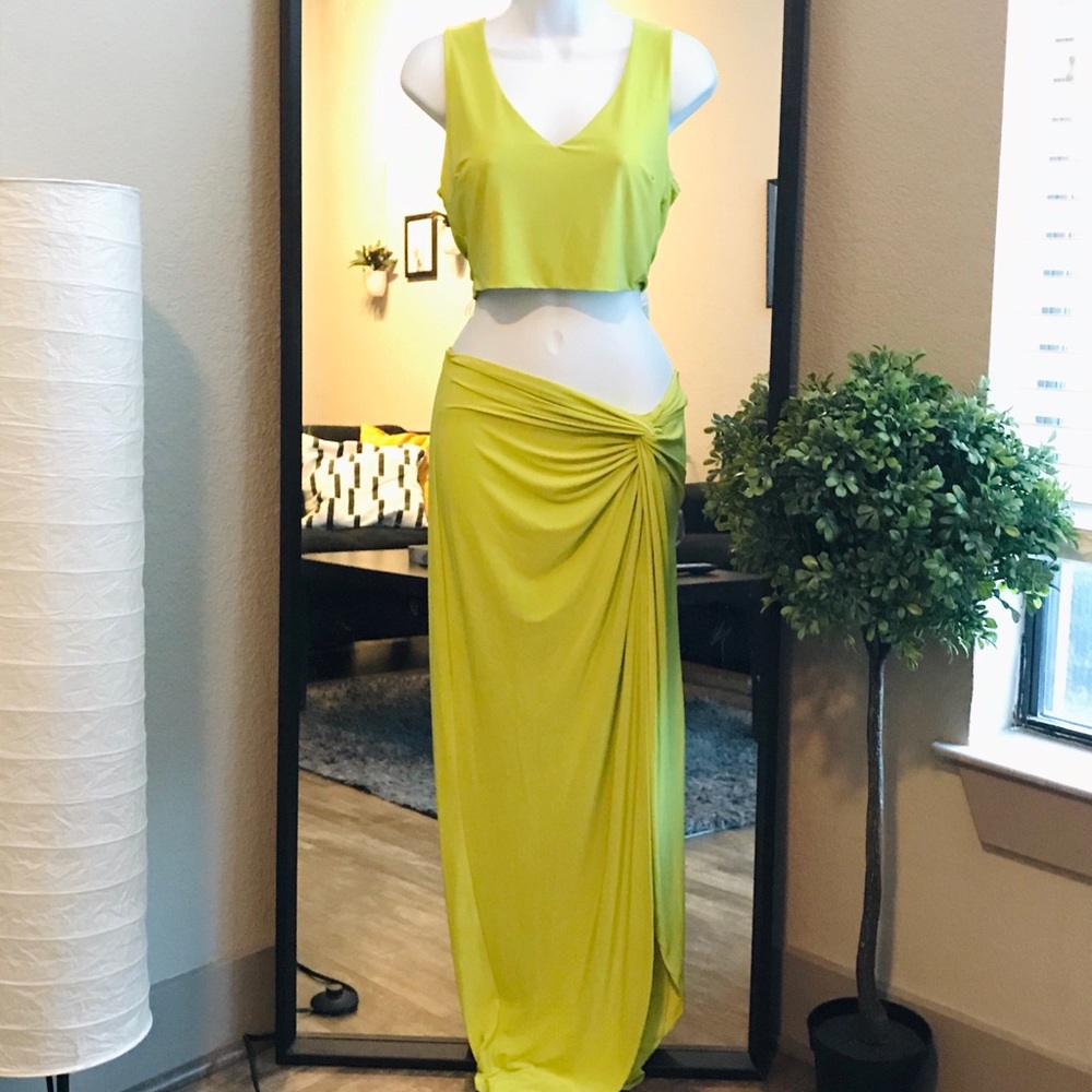A’GACI High Slit Asymmetrical Two Piece Set